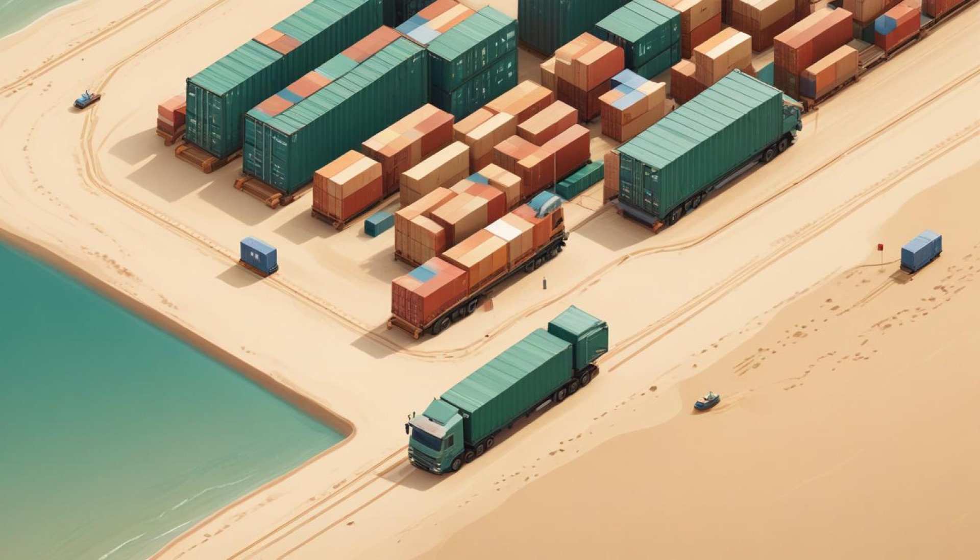 ODATK supply chain — ship, container, truck, warehouse